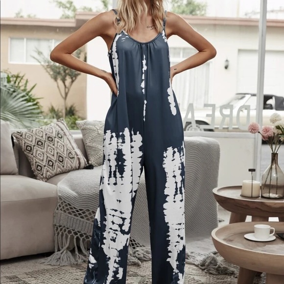 Modern Owl Boutique Pants - Boho tie-dye casual jumpsuit